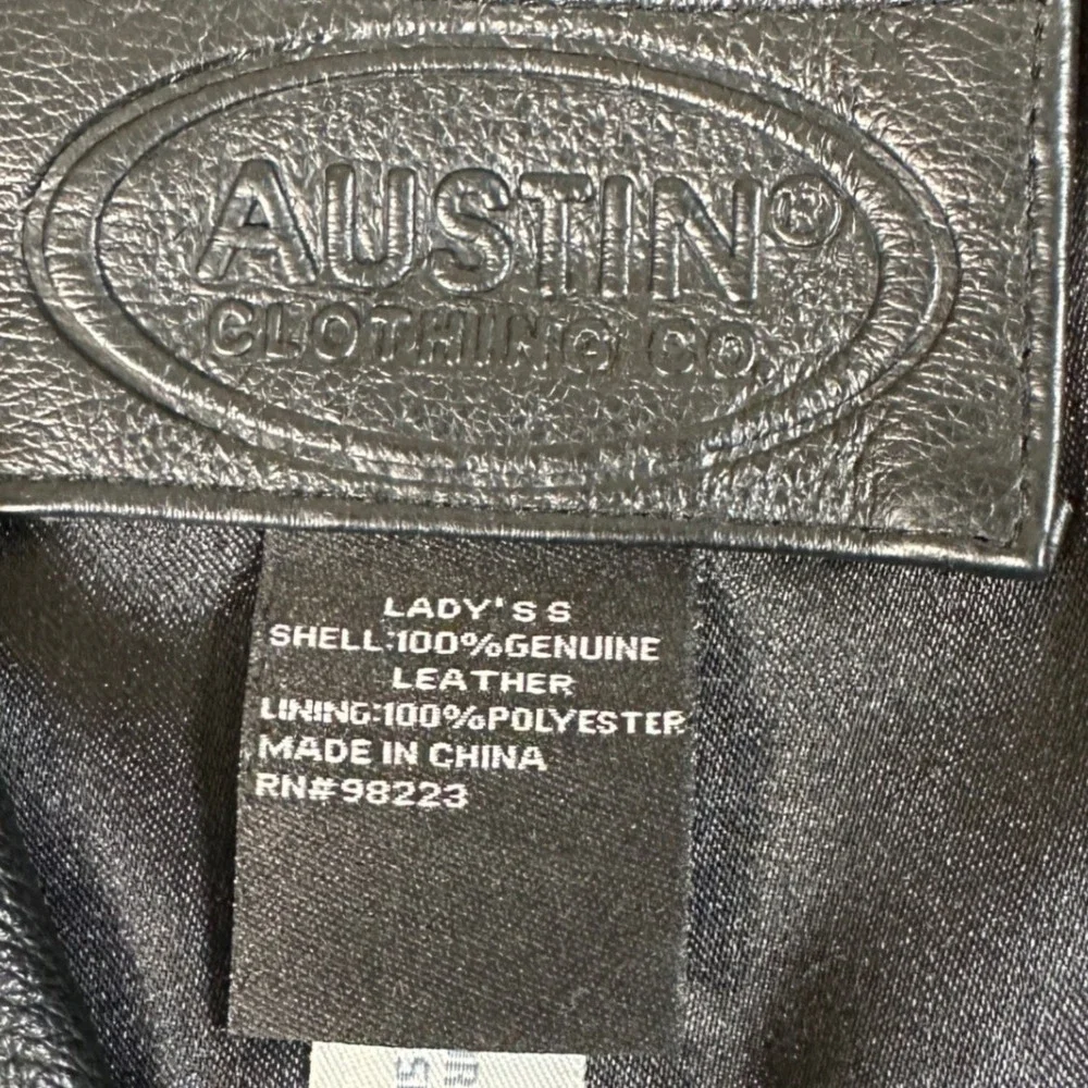 Austin Clothing Co Black Genuine Leather‎ Moto Biker Jacket Size Small Women